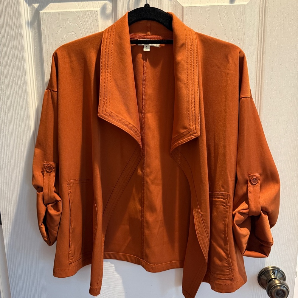 Max Studio Rust Open Front Utility Style Jacket